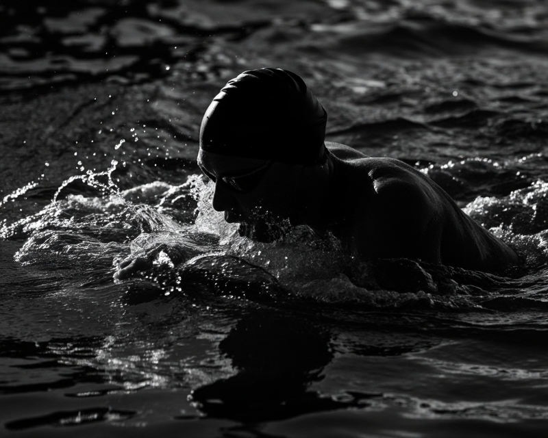 Dramatic Swimmer Silhouette