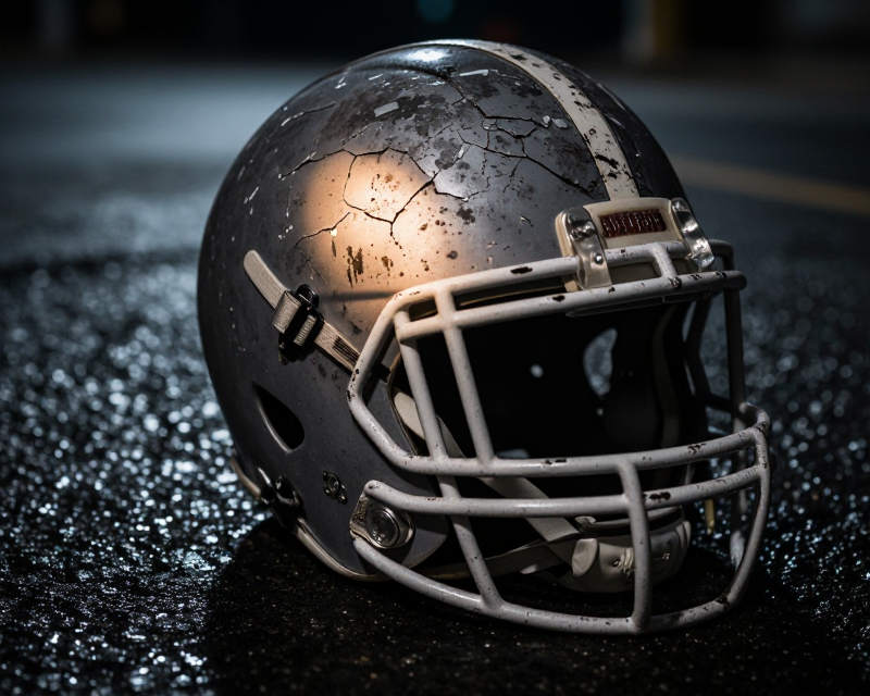 Symbolic broken helmet